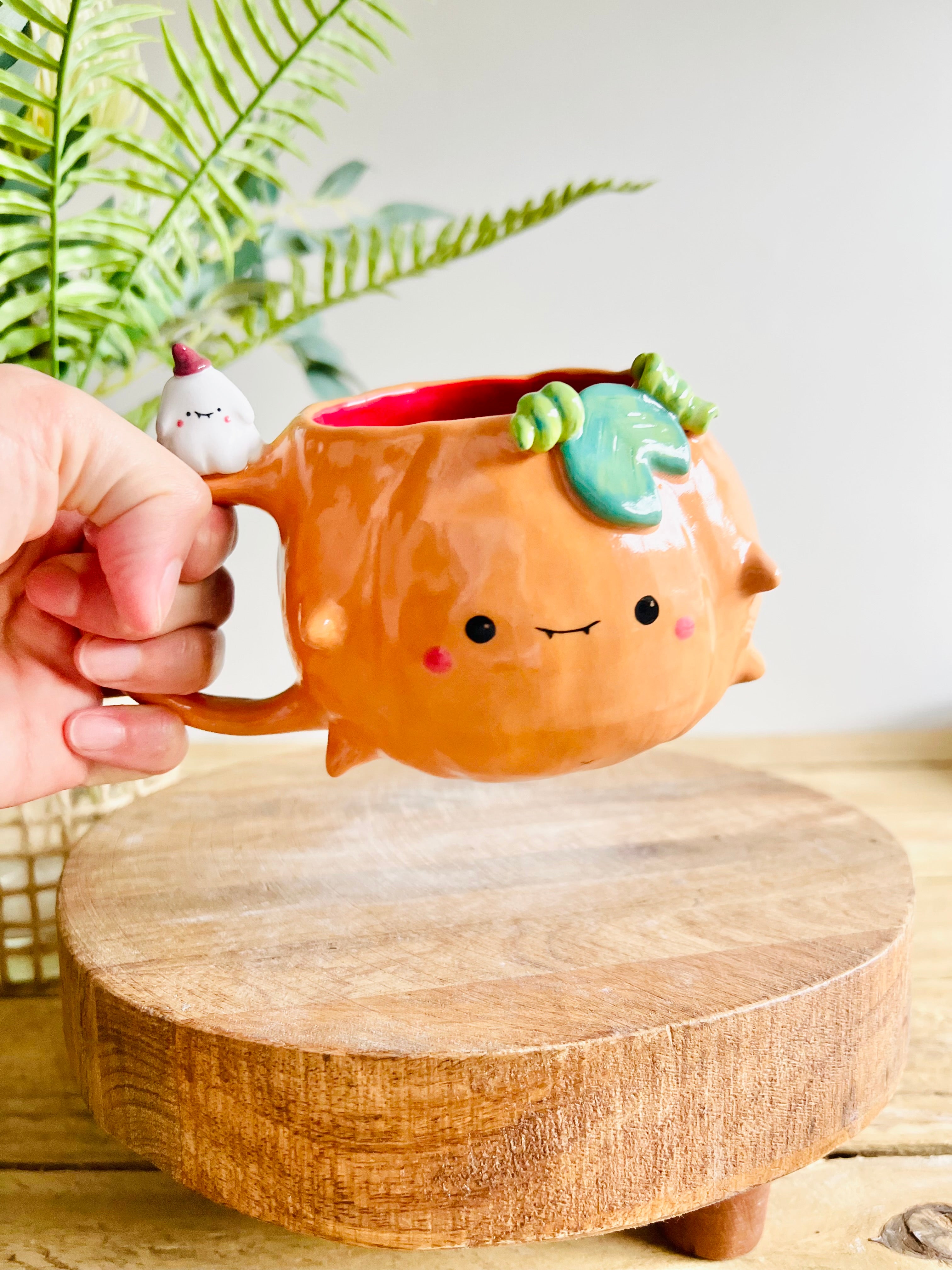 Pumpkin mug with ghost friend