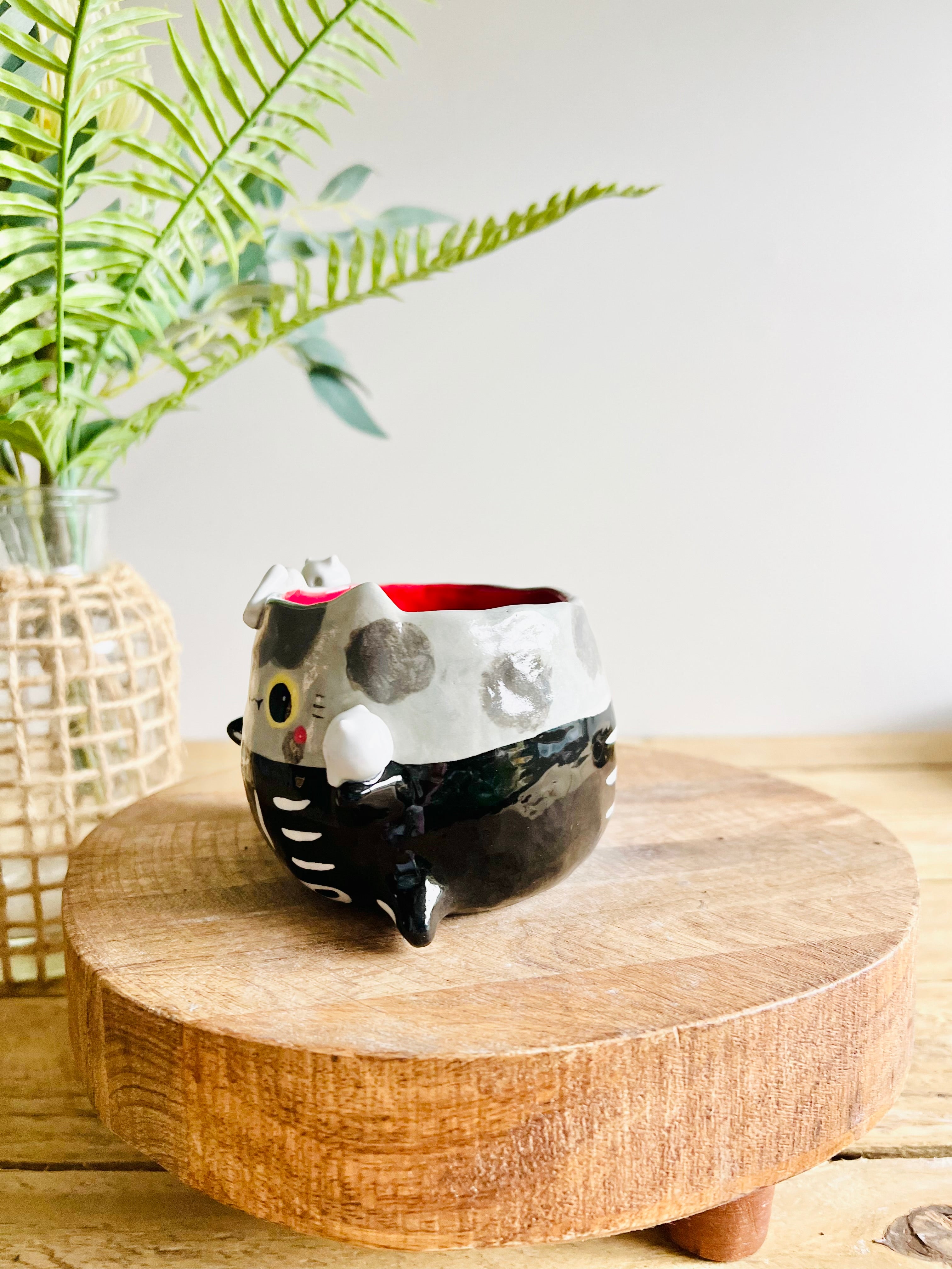 Skeleton kitty mug with cat skull friends