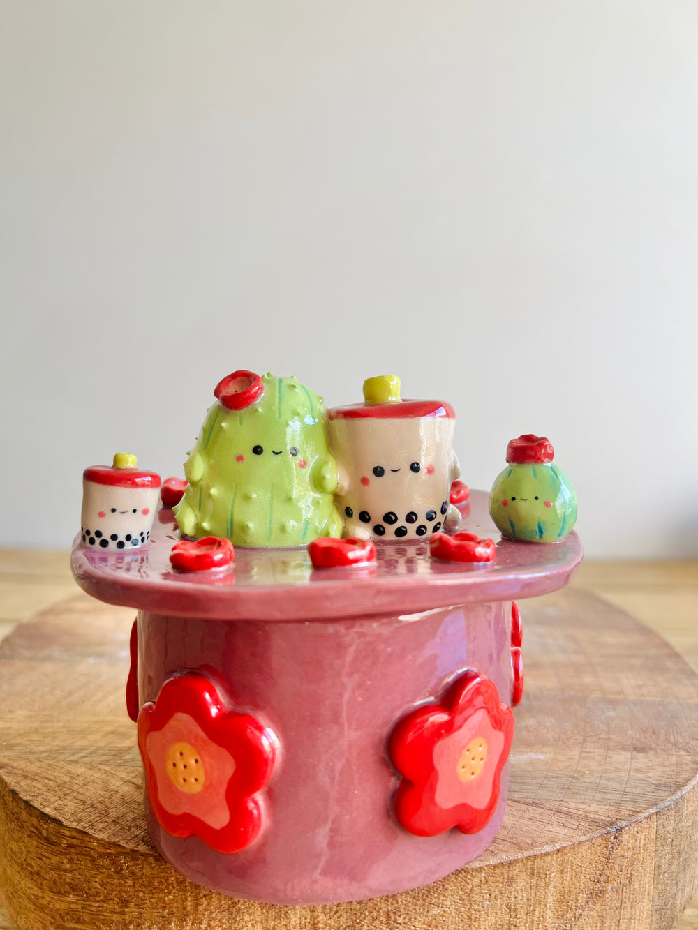 Cactus Bubble Tea Lidded Trinket pot, photo 8 of 9