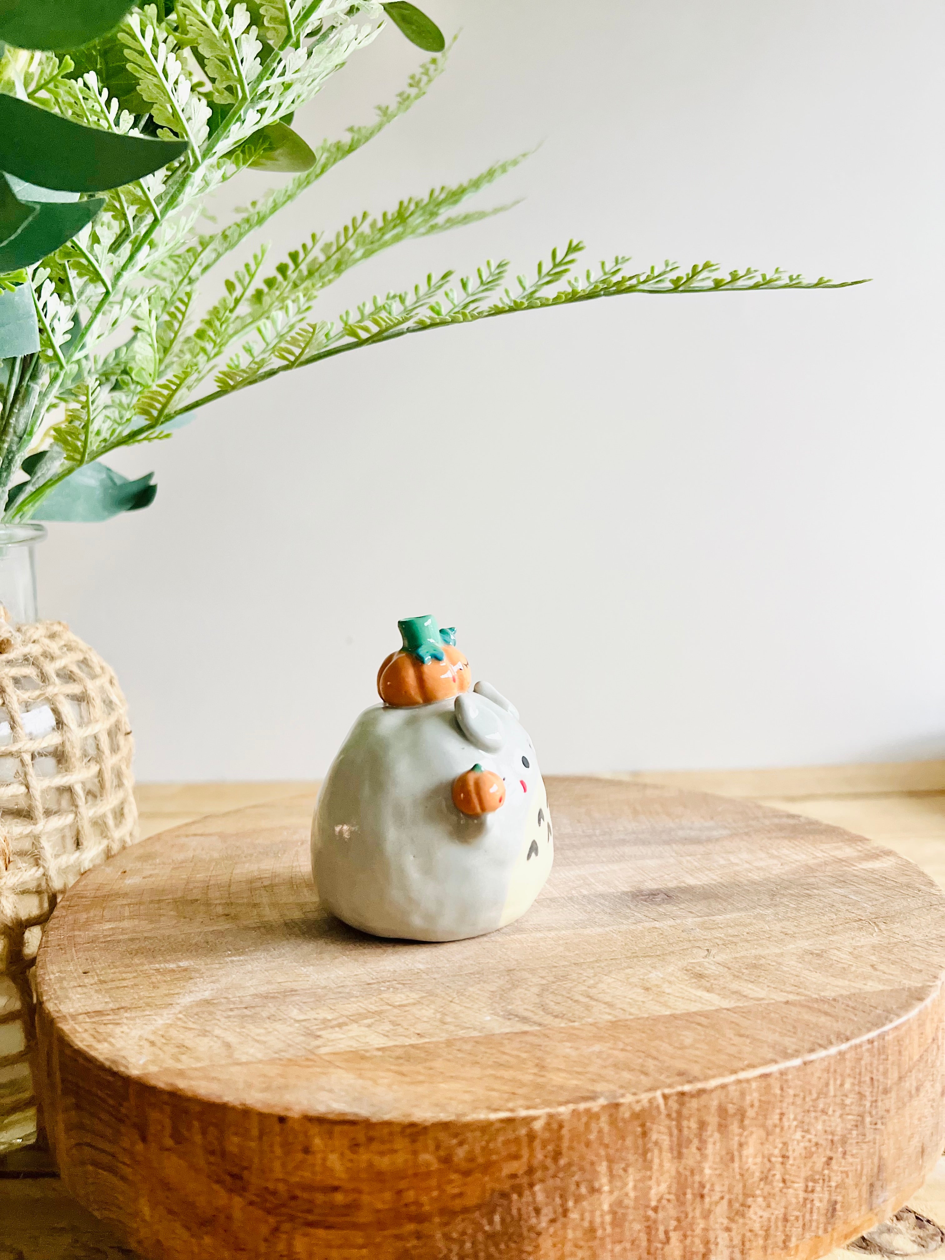 Totoro with pumpkin friends bud vase