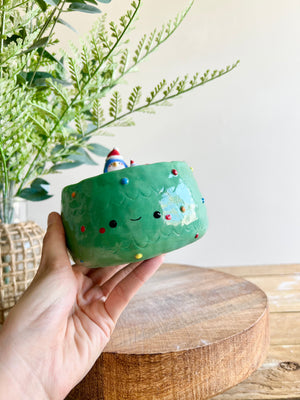 Christmas tree bowl with penguin friends