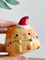 Ginger cat Christmas lights bud vase