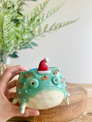 Festive grumpy Froggo planter #2