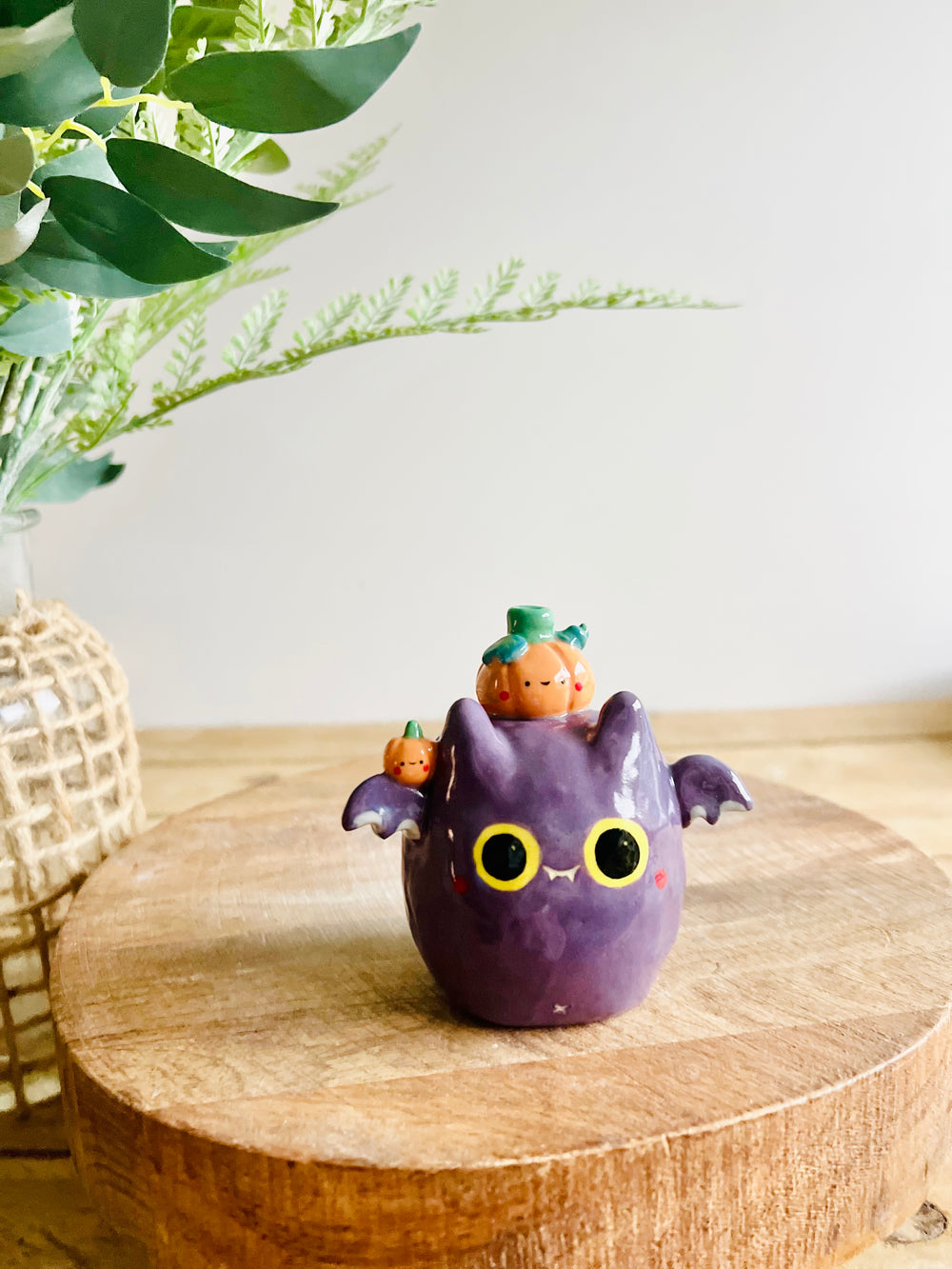 Bat with pumpkin friends bud vase, photo 7 of 8