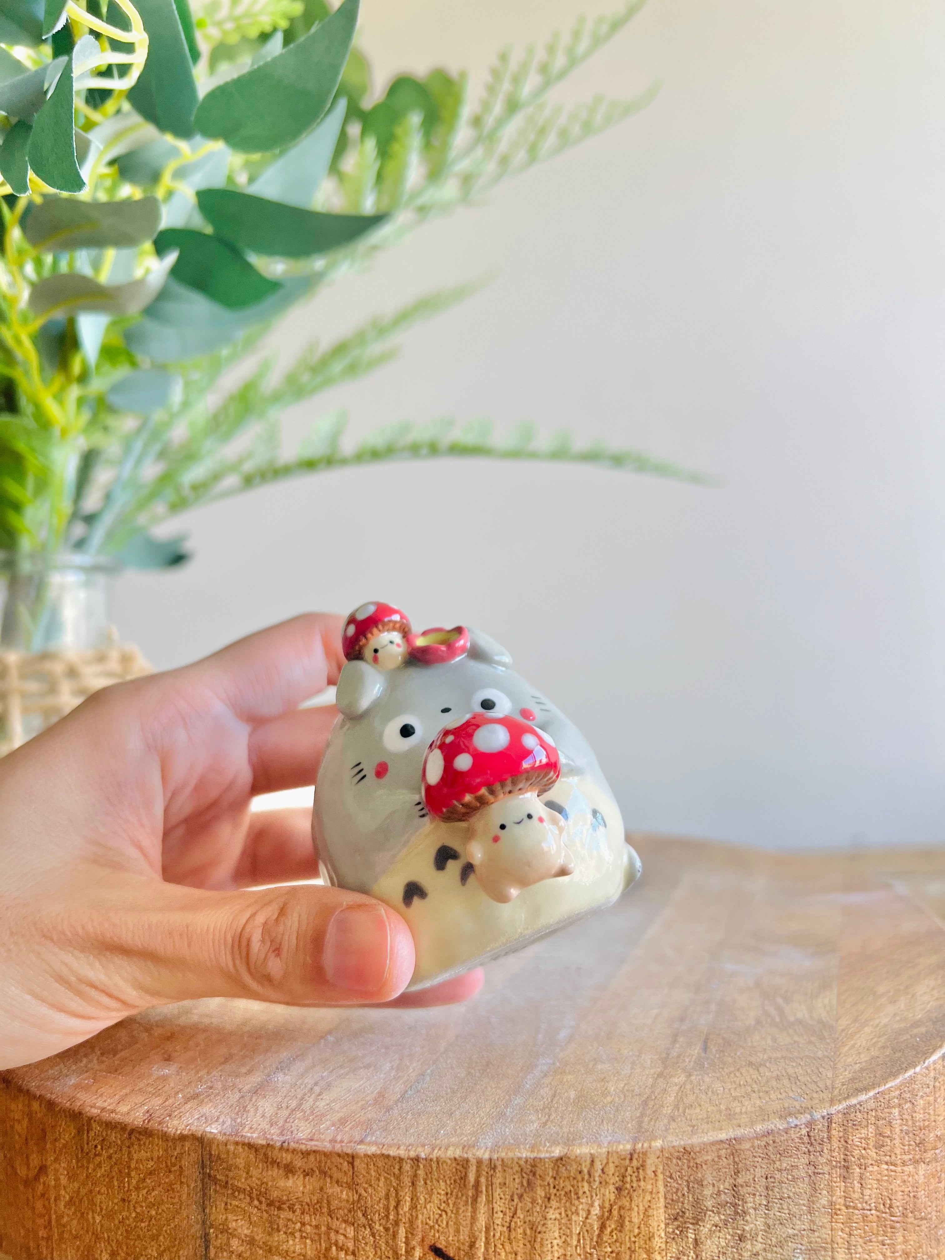 Totoro mushroom bud vase