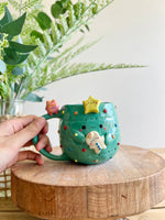 Christmas tree mug with gingerbread and present friend