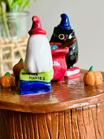 Cat witch and Ghost friends cauldron fun lidded trinket pot