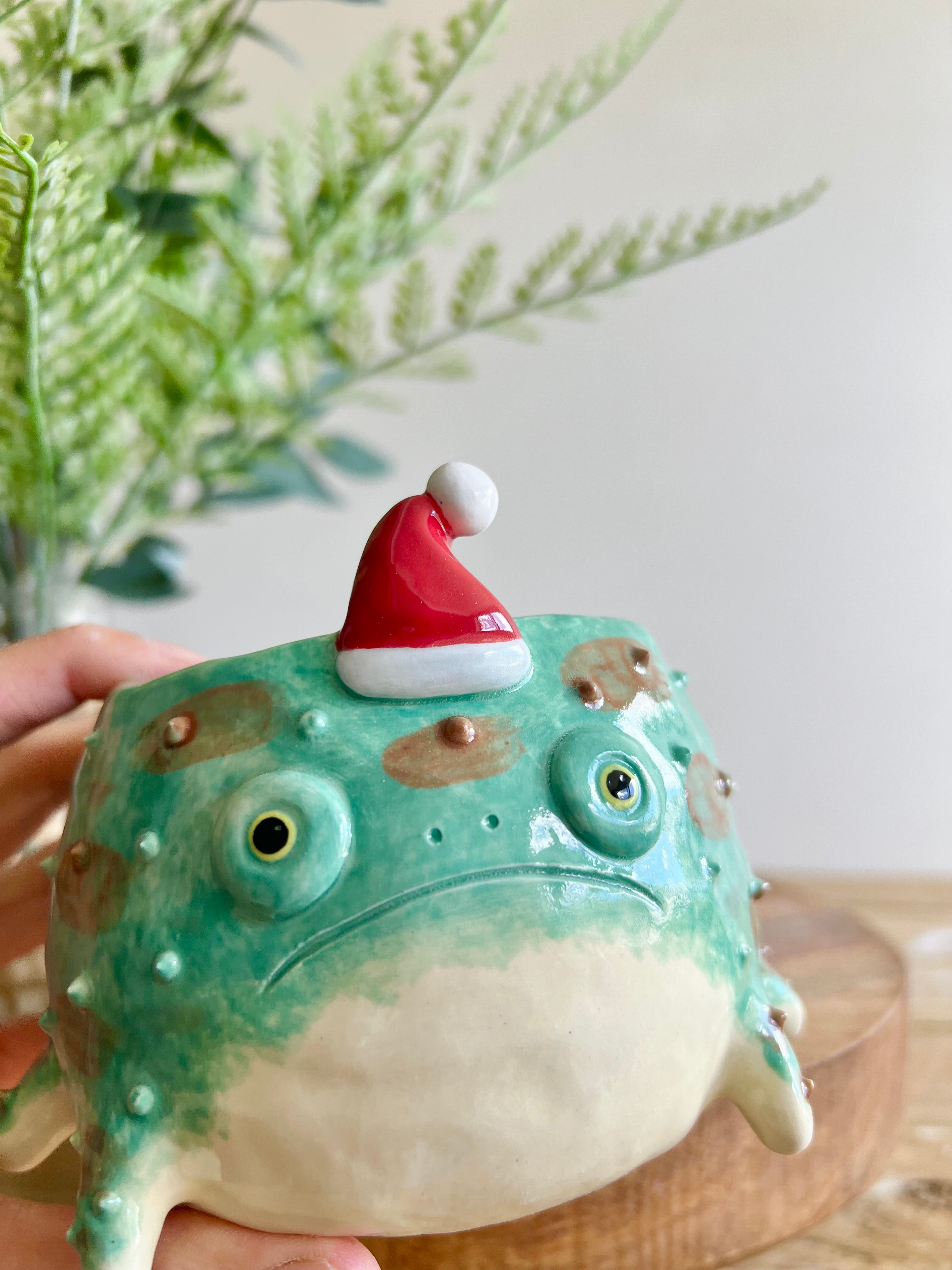 Festive grumpy Froggo planter #2