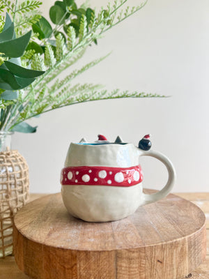 Festive Tororo mug with gingerbread and soot sprite friends