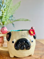 ‘Pugs and kisses’ Puggo muggo with pink galah friends #5