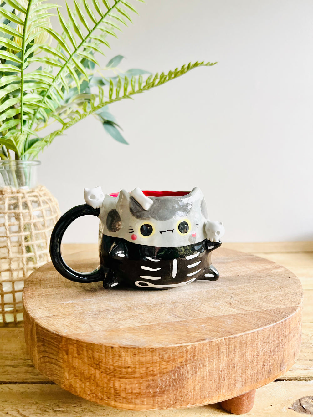Skeleton kitty mug with cat skull friends, photo 1 of 10