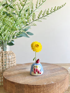 Mini festive penguin with candy cane friend bud vase