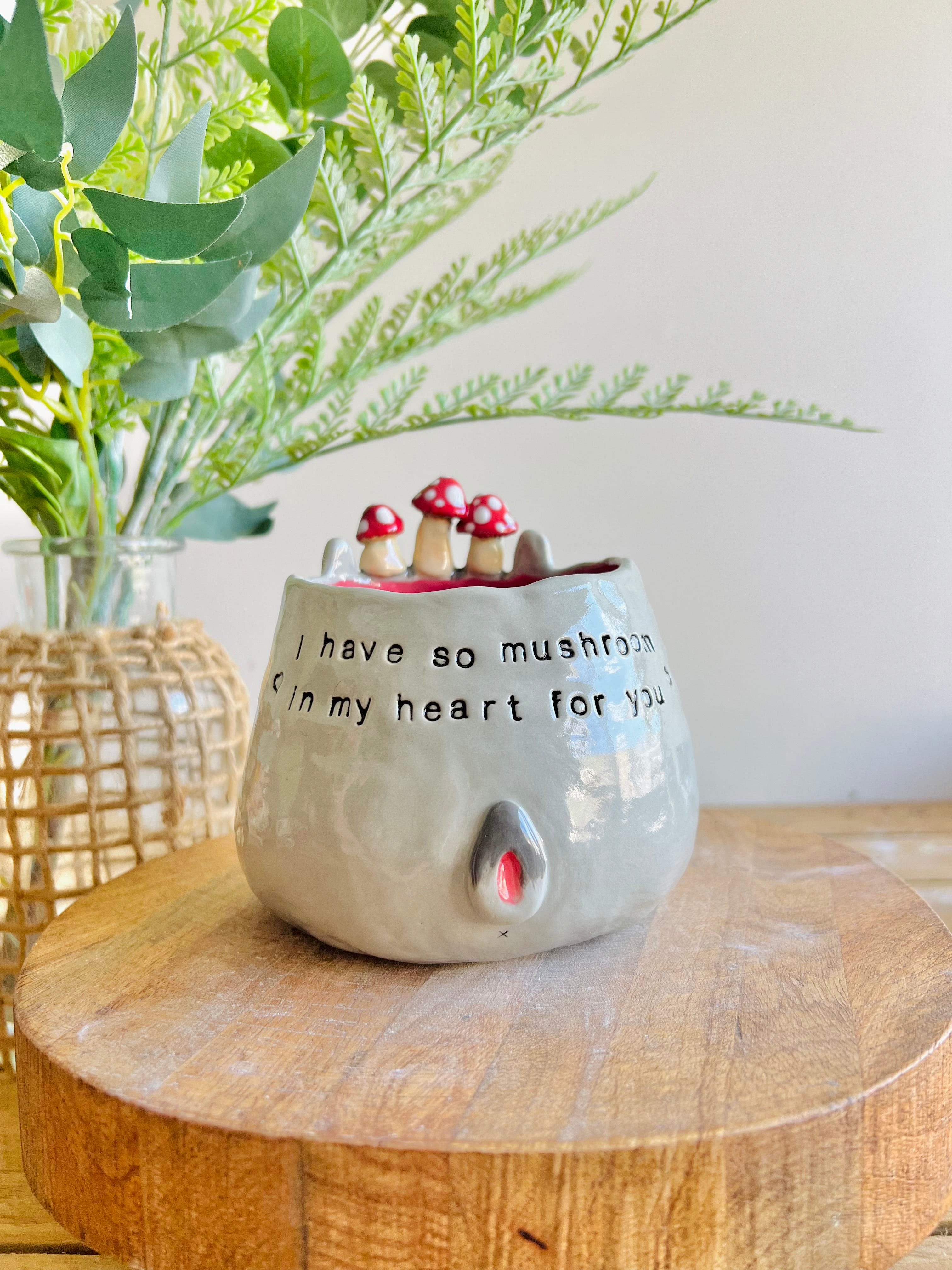 Mushroom pun love bunny pot