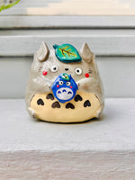 Totoro pot with blue Chibi Totoro friend