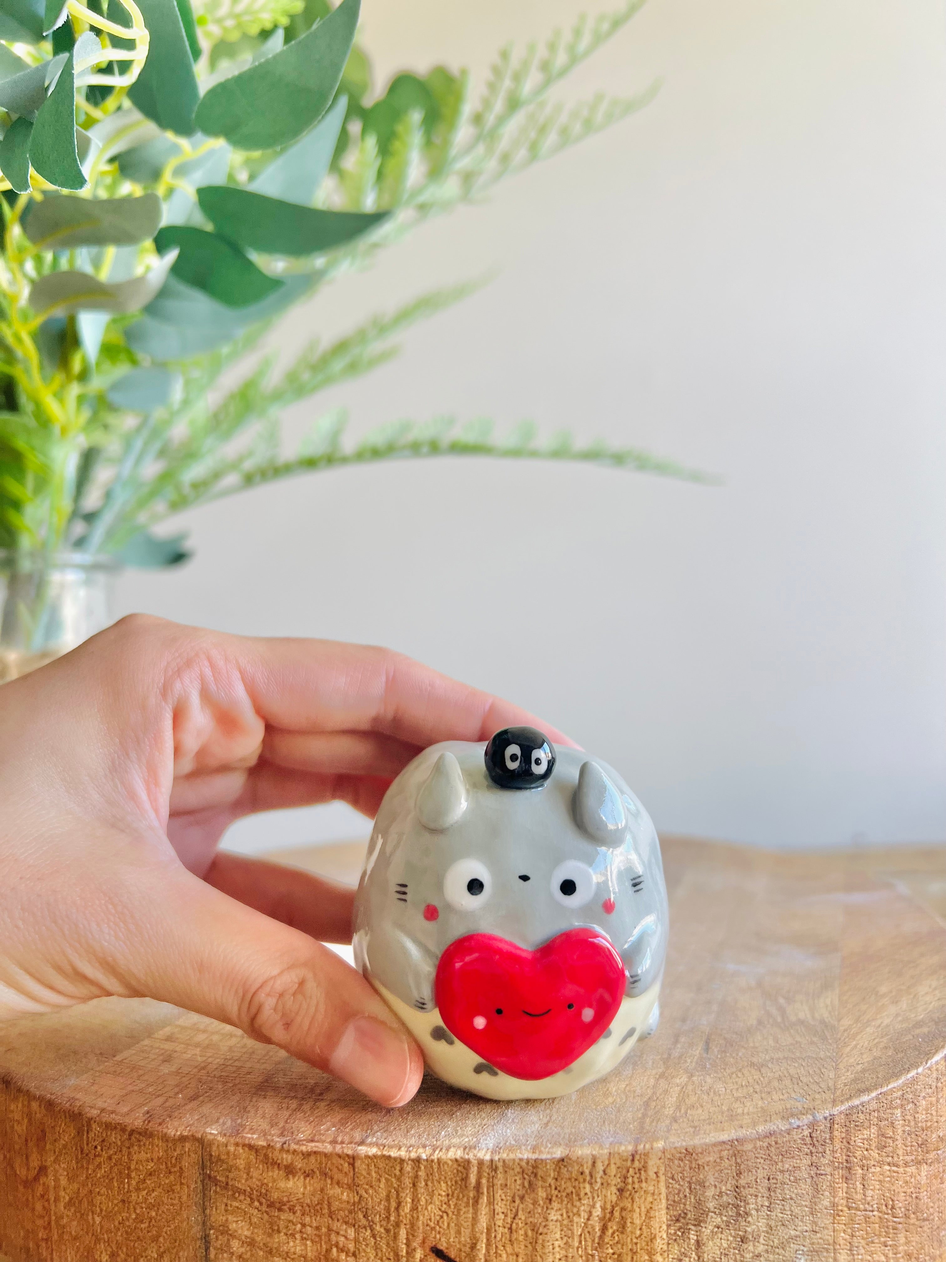 Totoro love heart bud vase