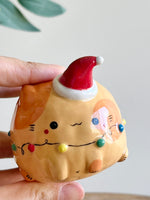 Ginger cat Christmas lights bud vase