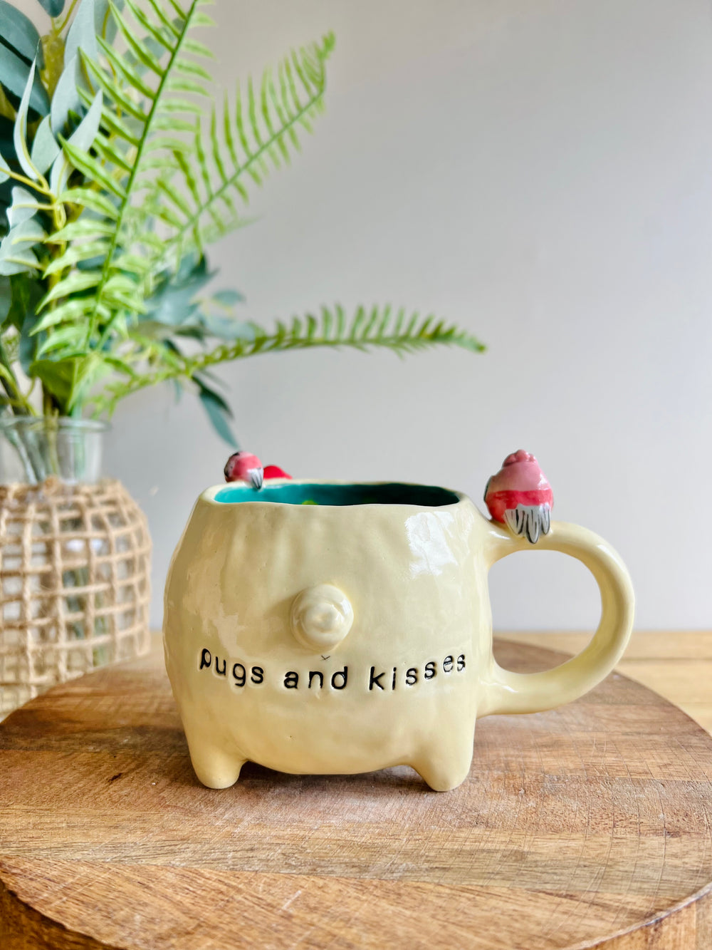 ‘Pugs and kisses’ Puggo muggo with pink galah friends #2, photo 3 of 8