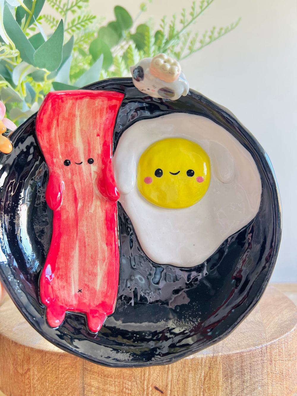 Bacon and egg pun love trinket dish/plate, photo 2 of 12