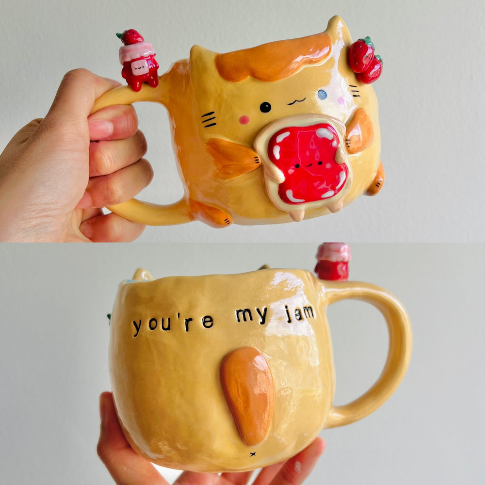 Jammy love pun cat mug, photo 9 of 13