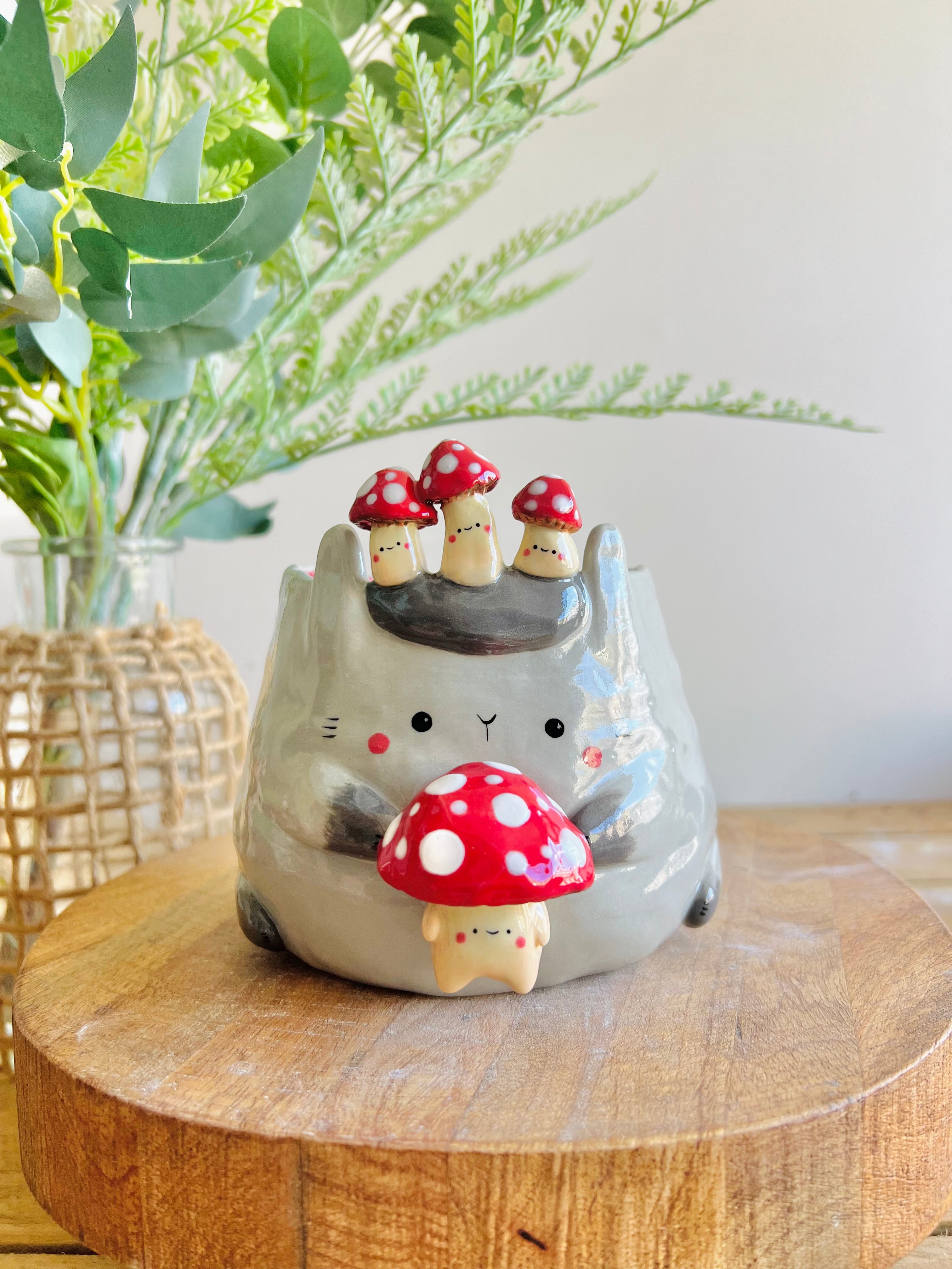 Mushroom pun love bunny pot