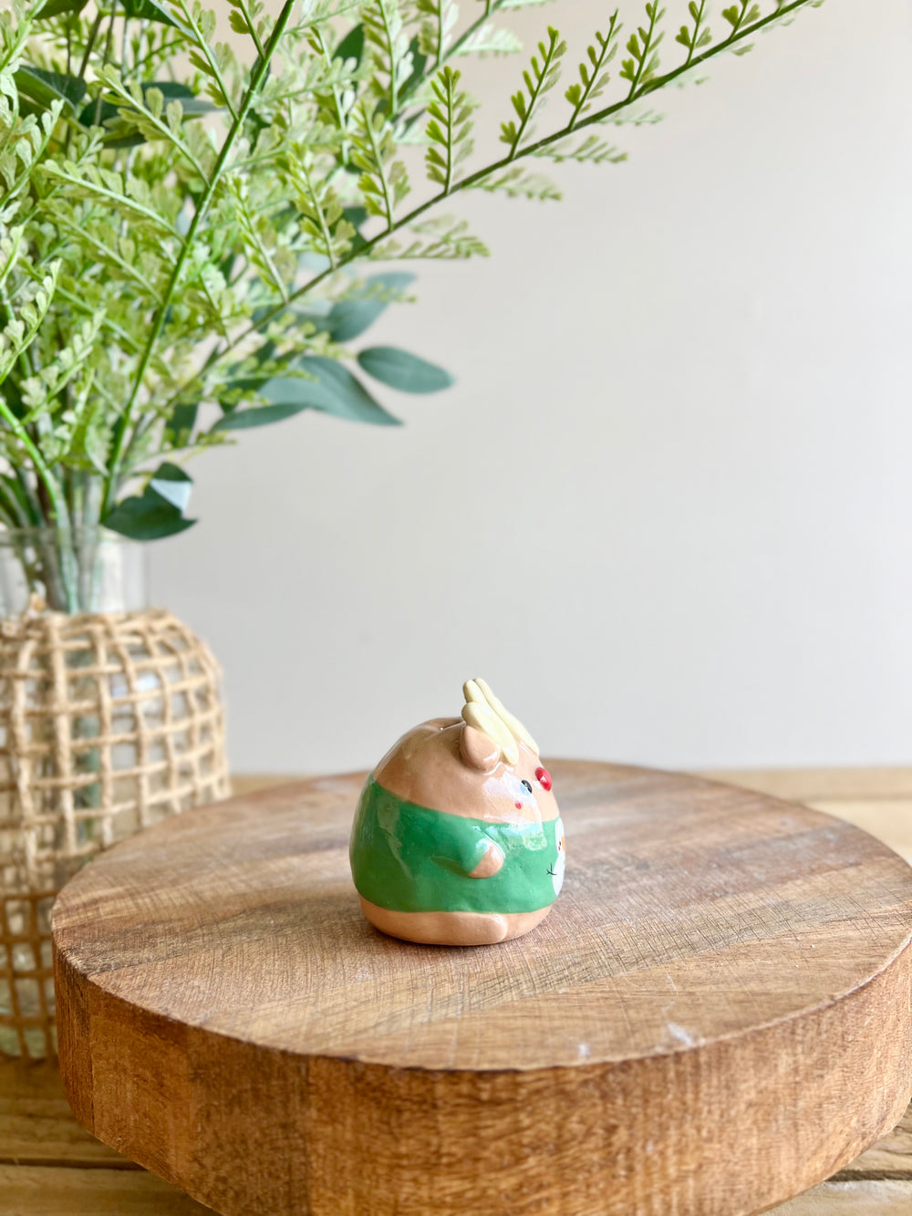 Green Christmas sweater reindeer bud vase, photo 3 of 9