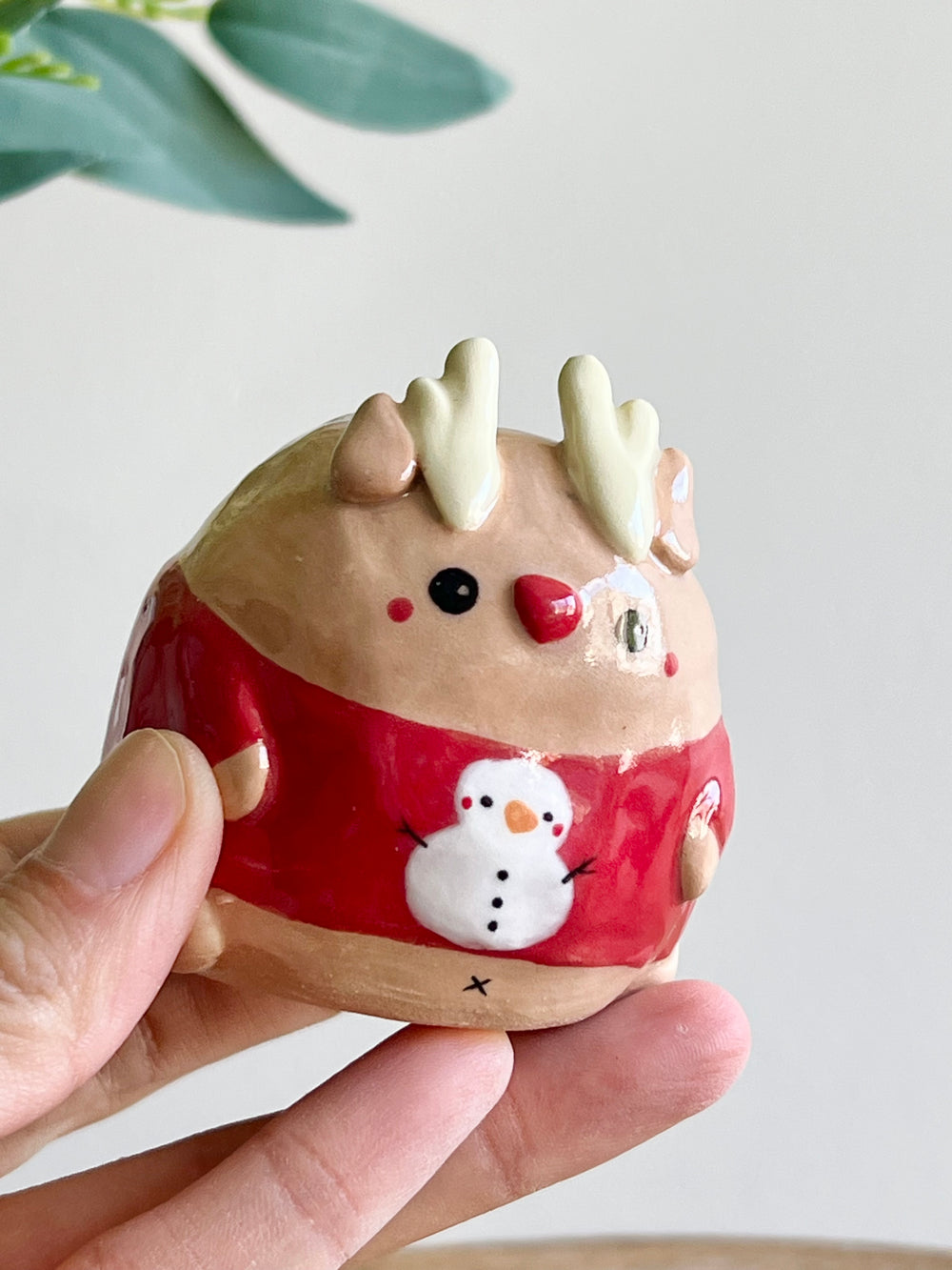Red Christmas sweater reindeer bud vase, photo 9 of 10