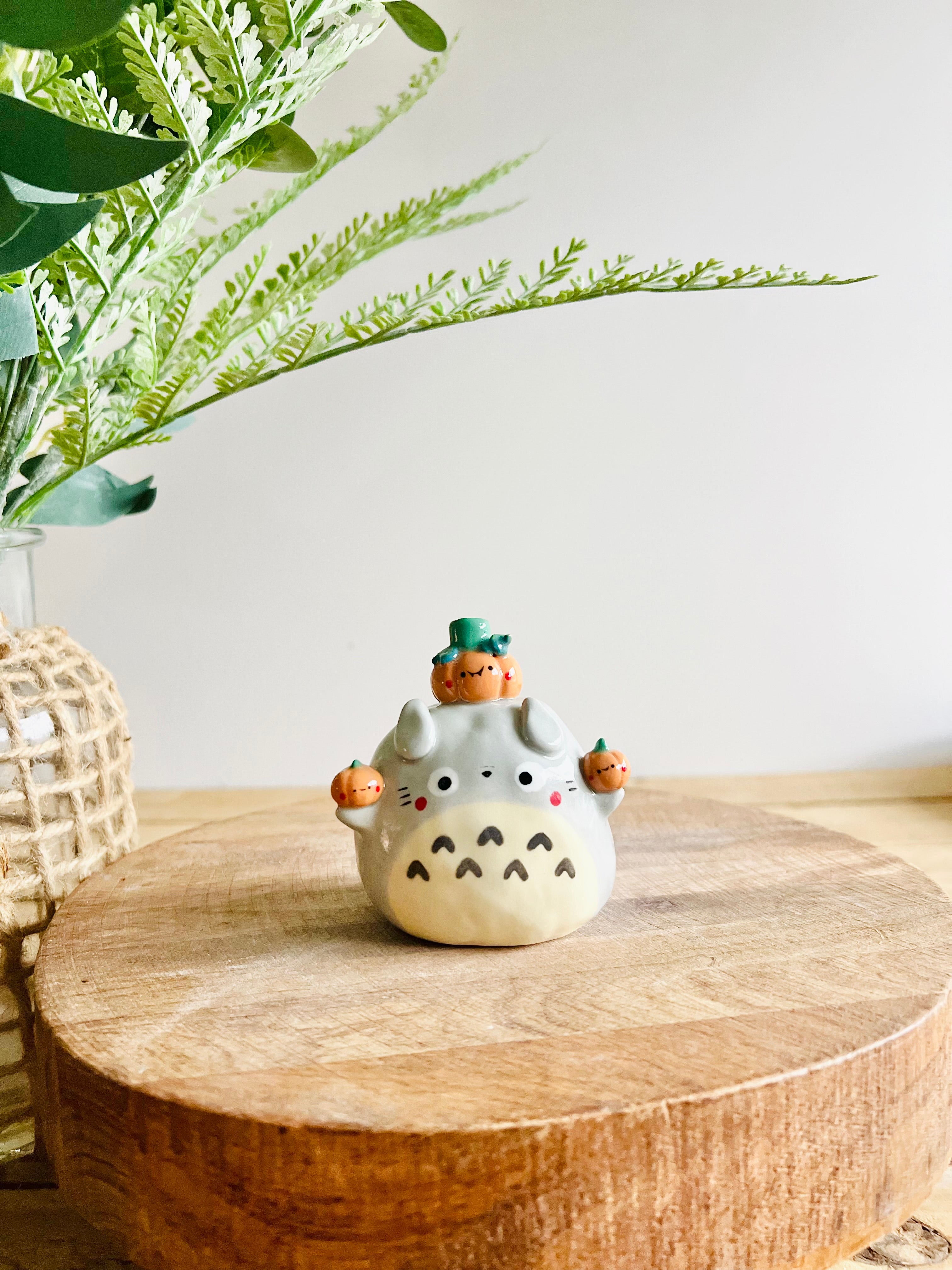 Totoro with pumpkin friends bud vase