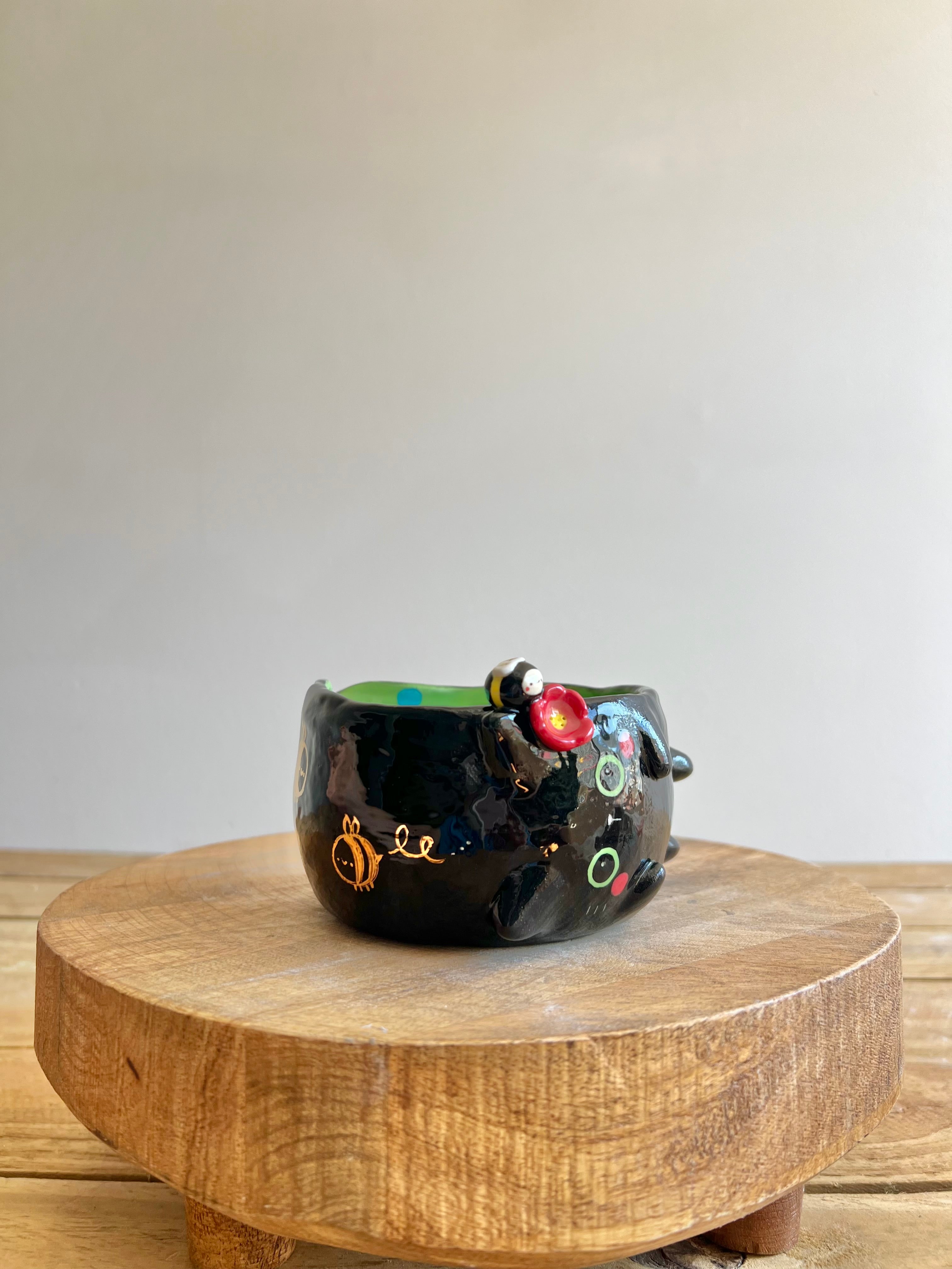 Black cat Matcha Bowl