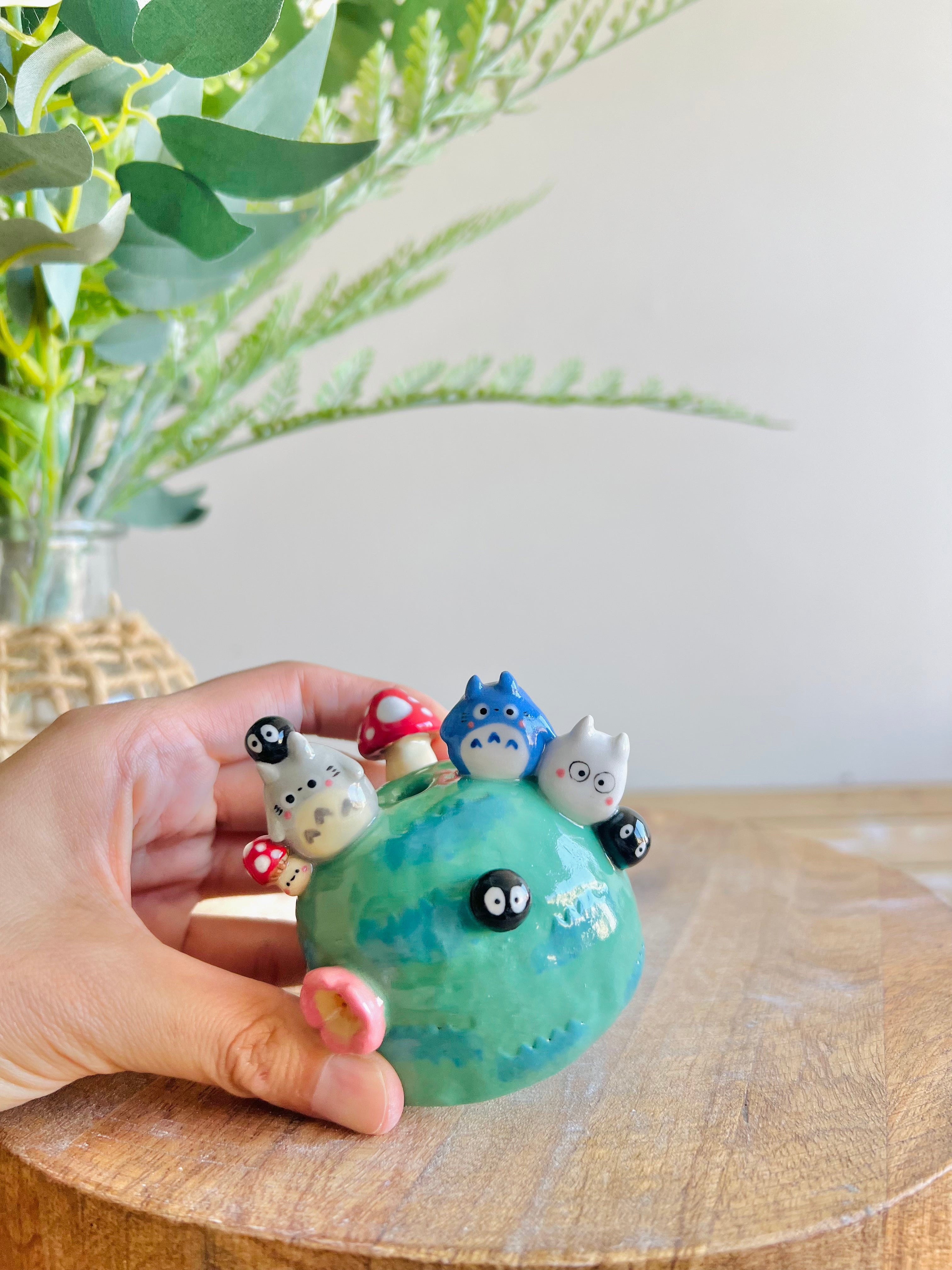 Totoro and friend bud vase