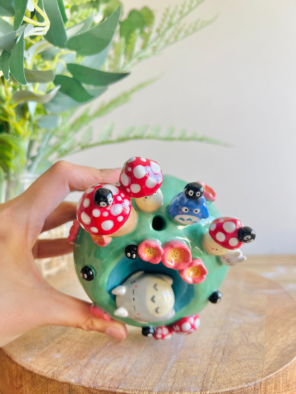 Sleeping Totoro & friends mushroom bud vase, photo 10 of 17