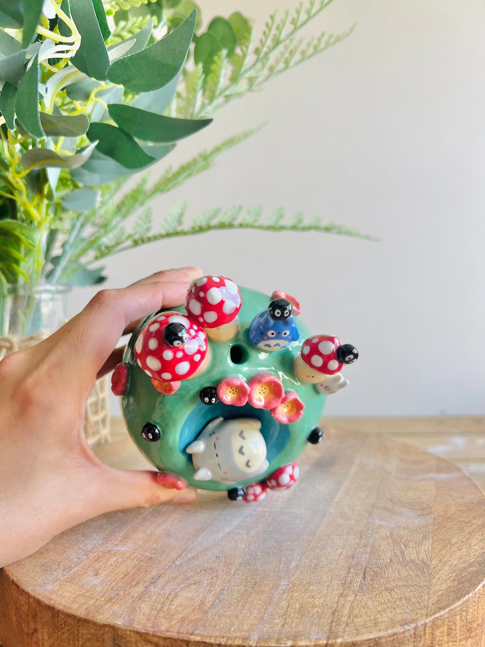 Sleeping Totoro & friends mushroom bud vase, photo 5 of 17