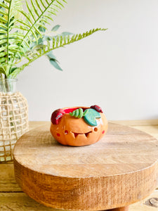 Pumpkin with spider friends candle holder/trinket dish