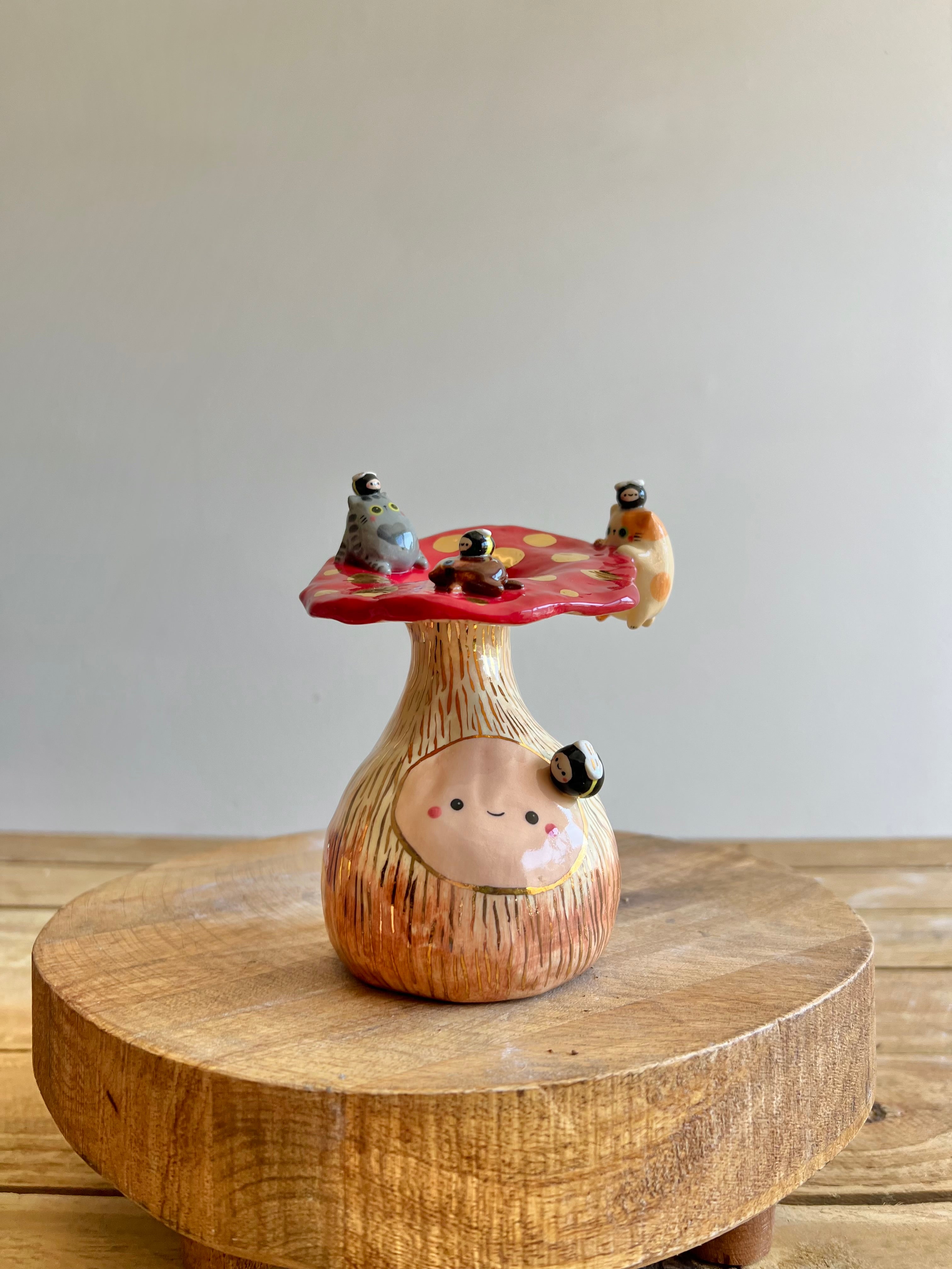 Golden Mushroom Bud Vase