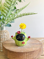 Flowery Black CAT-us bud vase