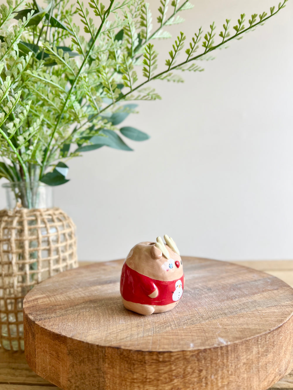 Red Christmas sweater reindeer bud vase, photo 3 of 10