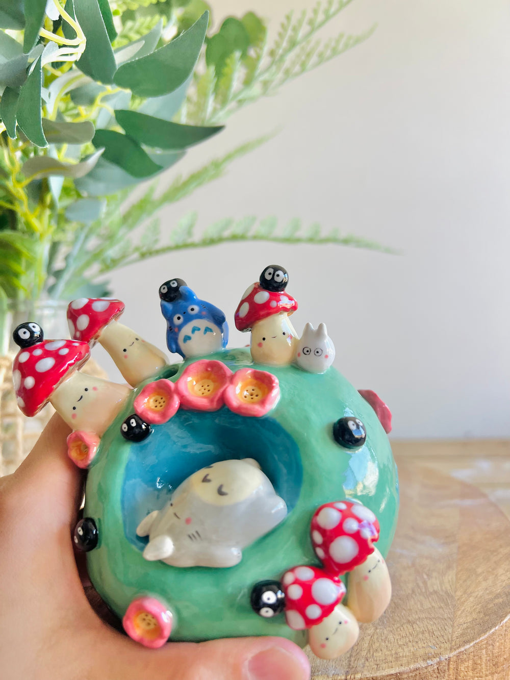 Sleeping Totoro & friends mushroom bud vase, photo 9 of 17