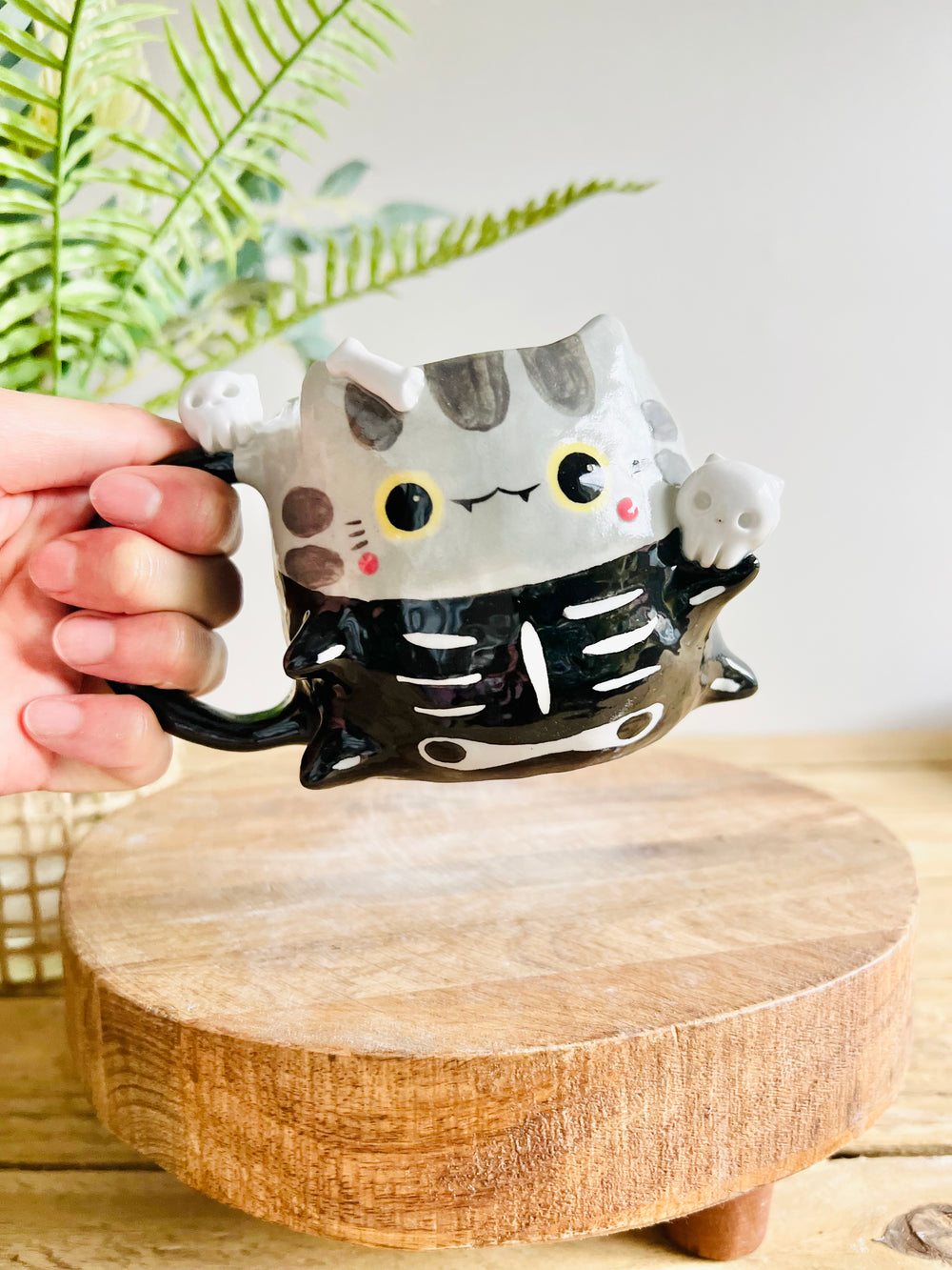 Skeleton cat mug with cat skull friends, photo 7 of 10
