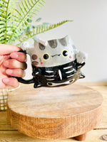 Skeleton cat mug with cat skull friends