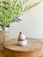 Snowman with gingerbread friend bud vase