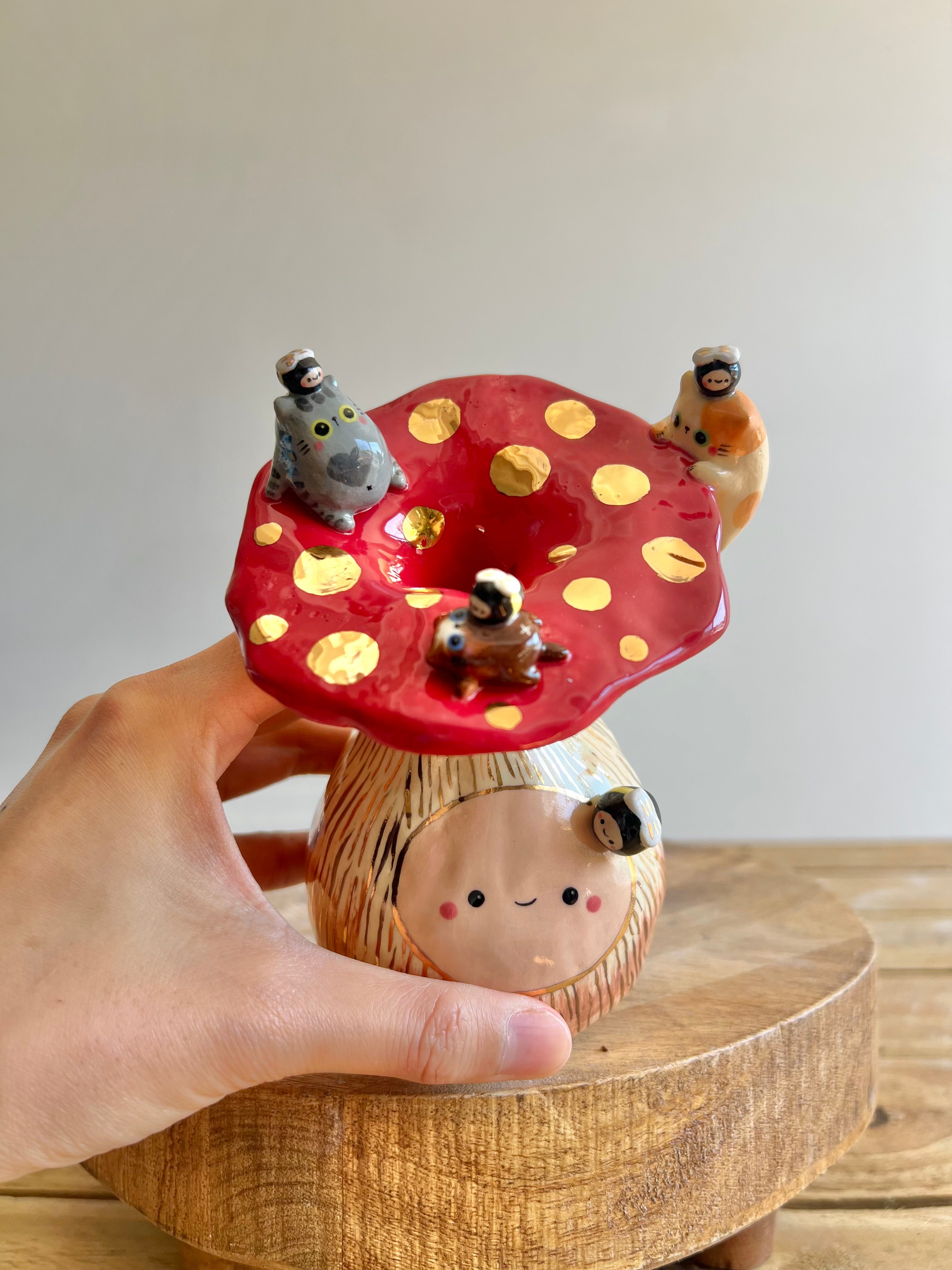 Golden Mushroom Bud Vase