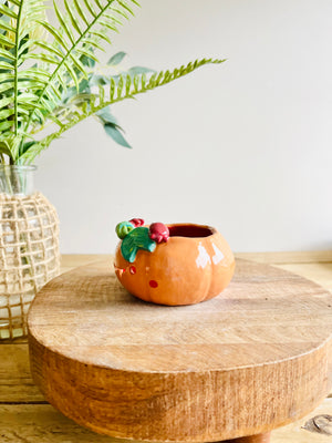 Pumpkin with spider friends candle holder/trinket dish