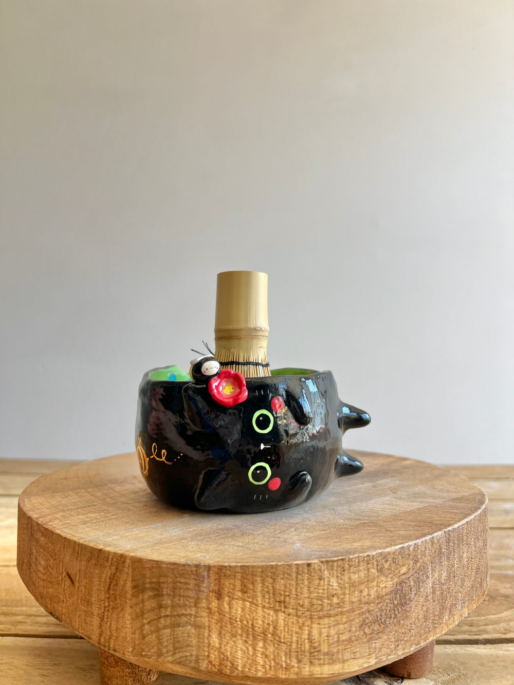 Black cat Matcha Bowl, photo 13 of 14