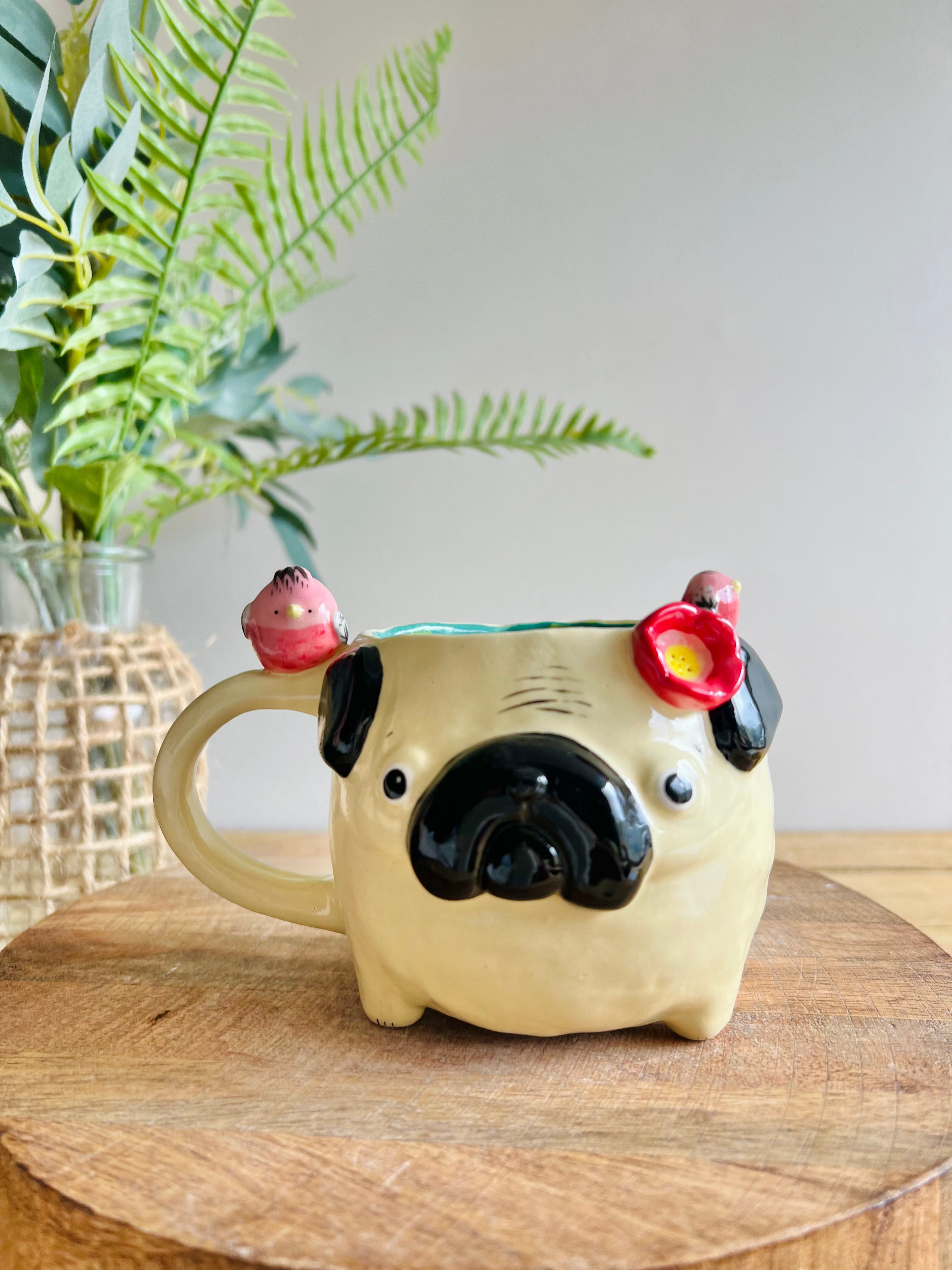 ‘Pugs and kisses’ Puggo muggo with pink galah friends #5