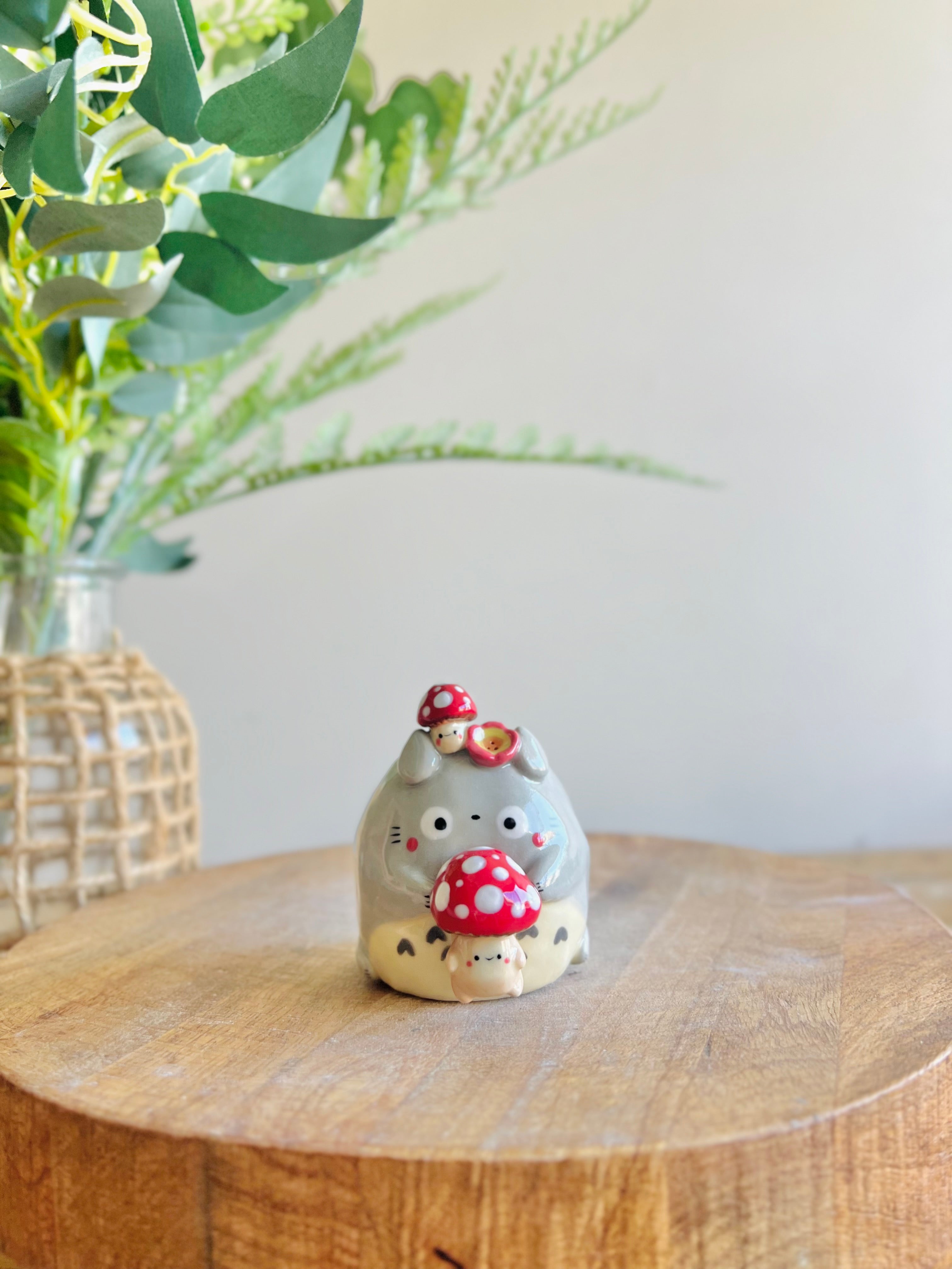 Totoro mushroom bud vase