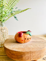 Pumpkin with spider friends candle holder/trinket dish