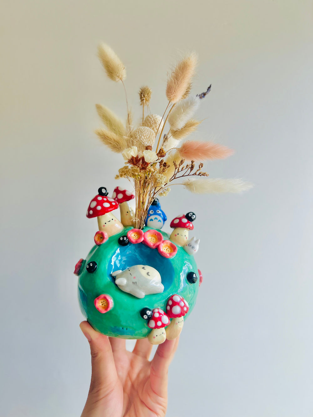 Sleeping Totoro & friends mushroom bud vase, photo 14 of 17