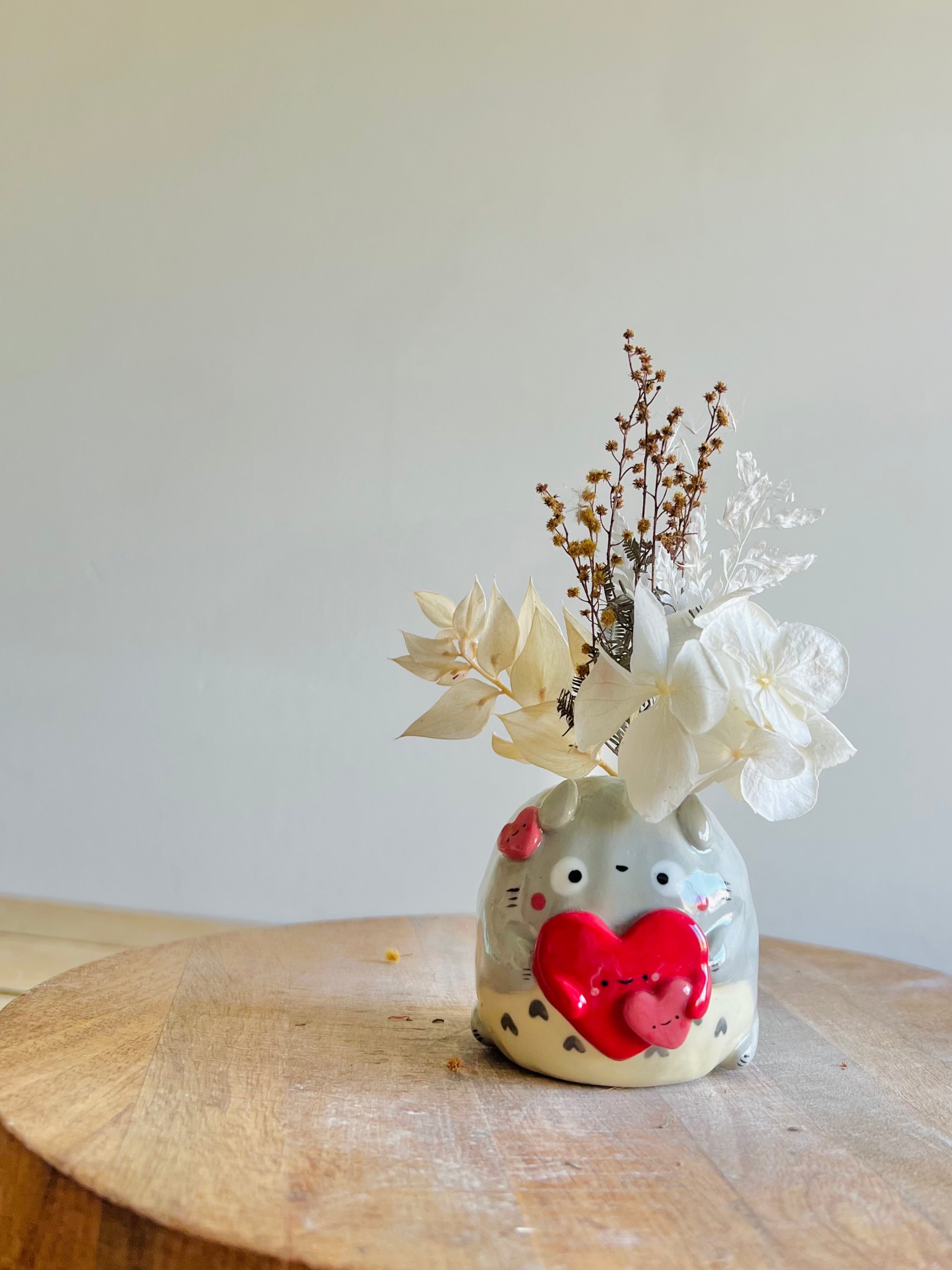 Totoro love hearts bud vase