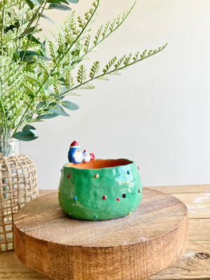 Christmas tree bowl with penguin friends