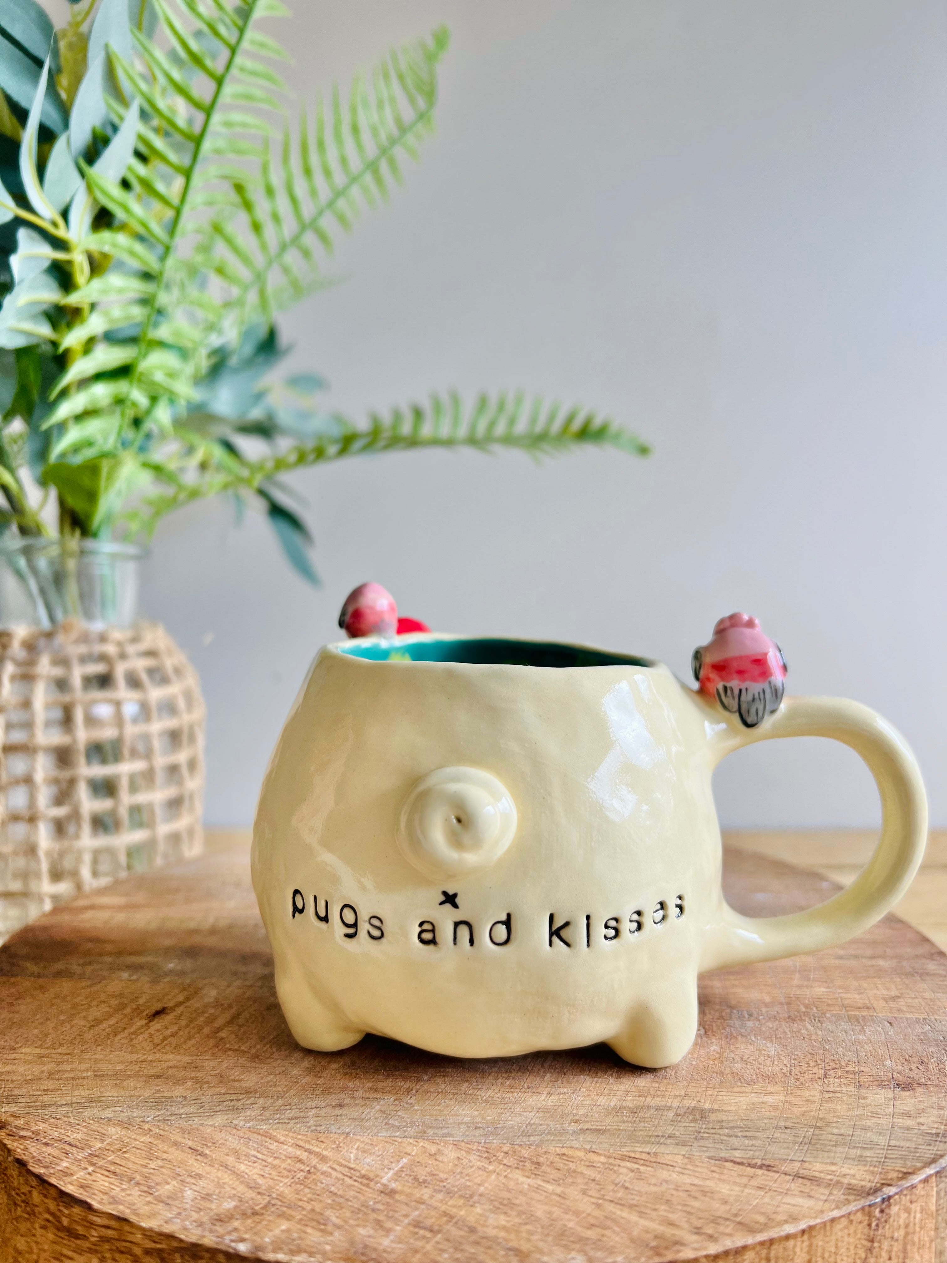 ‘Pugs and kisses’ Puggo muggo with pink galah friends #6