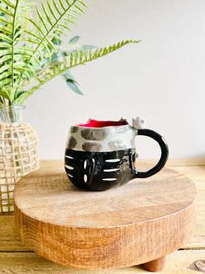 Skeleton cat mug with cat skull friends